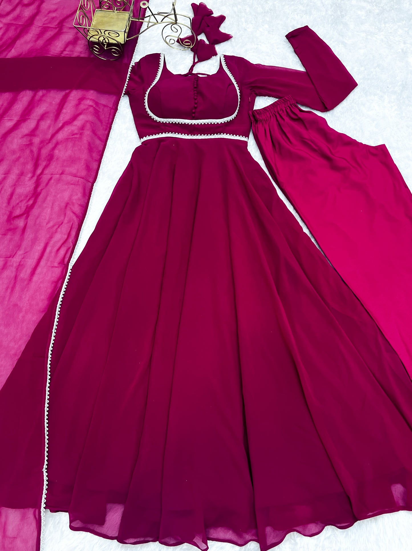 Party Wear Pure Georgette Long Stitched Gown For Girls Wear