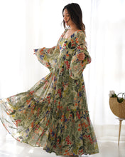 Load image into Gallery viewer, Green Printed Soft Georgette Anarkali Gown
