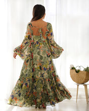 Load image into Gallery viewer, Green Printed Soft Georgette Anarkali Gown
