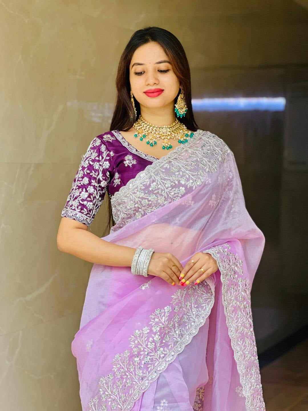 New Latest Trending Party Wear Soft Organza Saree