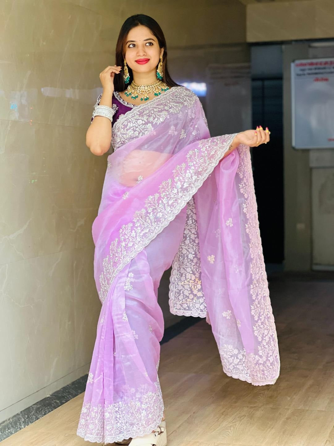 New Latest Trending Party Wear Soft Organza Saree
