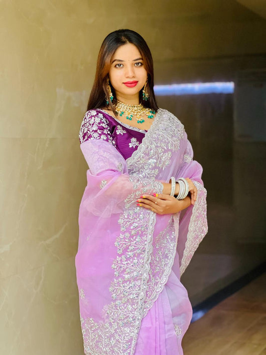 New Latest Trending Party Wear Soft Organza Saree