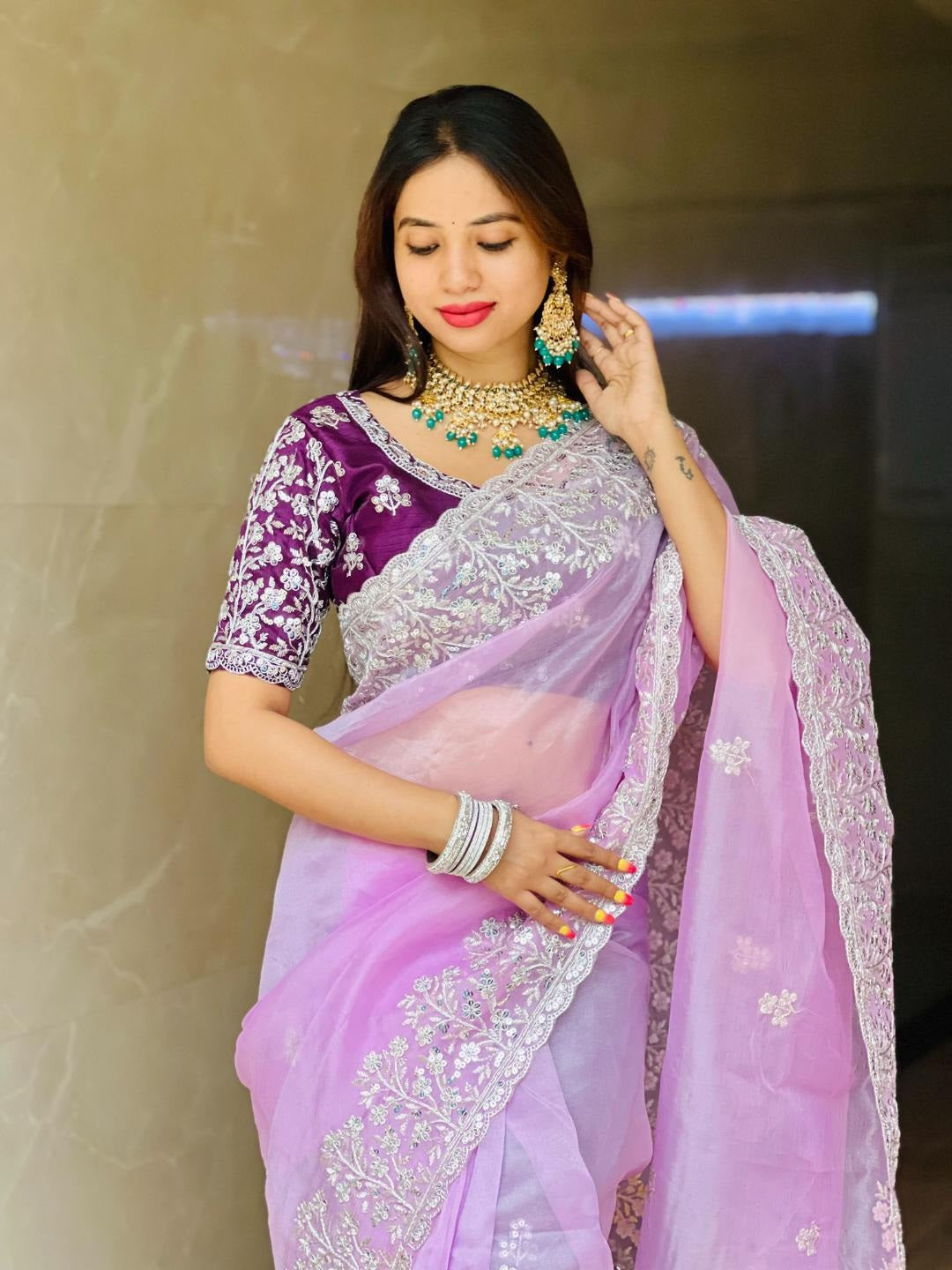 New Latest Trending Party Wear Soft Organza Saree