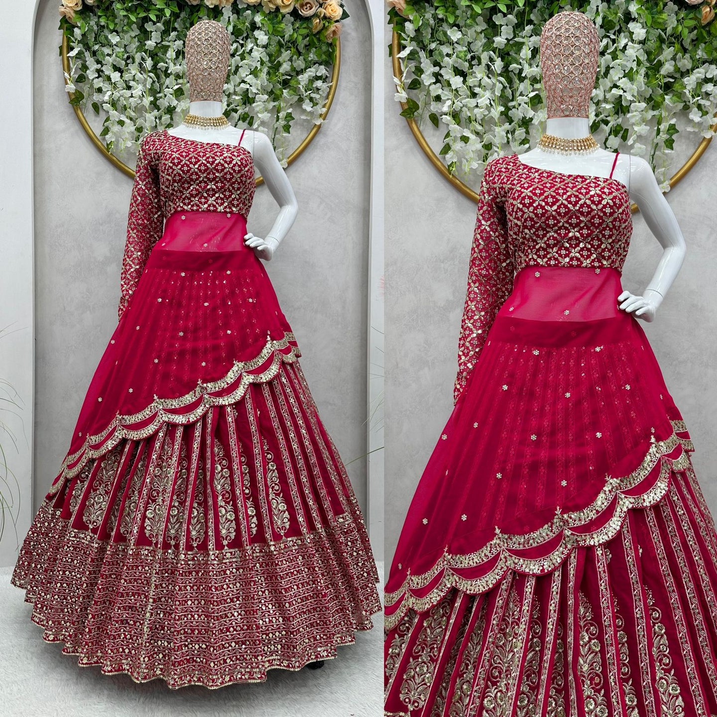 Function Wear Maroon Color Georgette Lehenga Choli