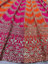 Load image into Gallery viewer, Pink Orange Color Georgette Heavy Embroidered Semi Stitched Lehenga Choli
