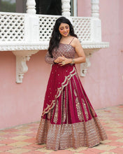 Load image into Gallery viewer, Function Wear Maroon Color Georgette Lehenga Choli
