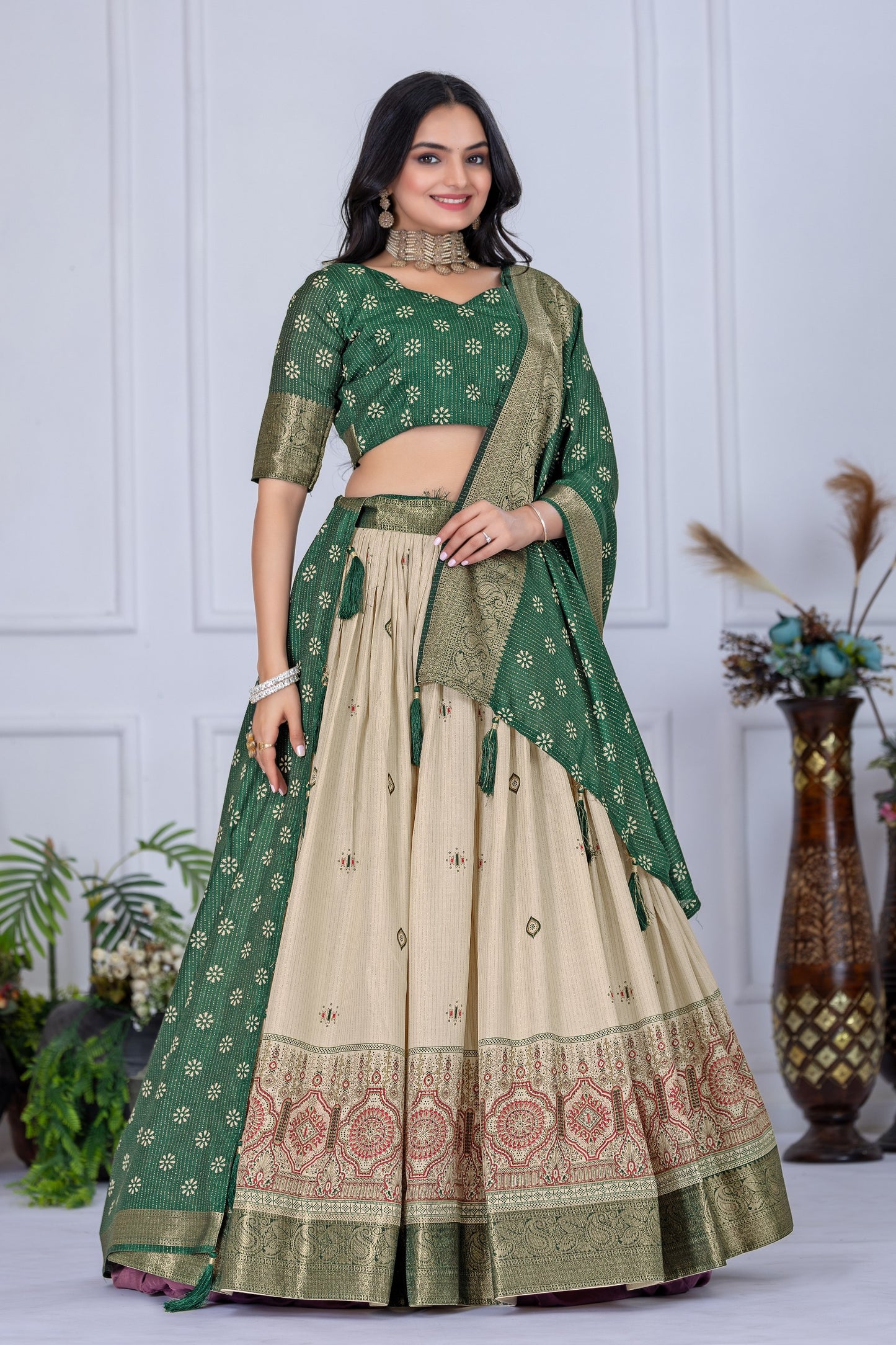 Heavy Lichi Jequard Silk Lehenga With Beautiful Jequard Dupatta