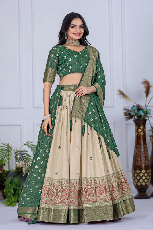 Heavy Lichi Jequard Silk Lehenga With Beautiful Jequard Dupatta
