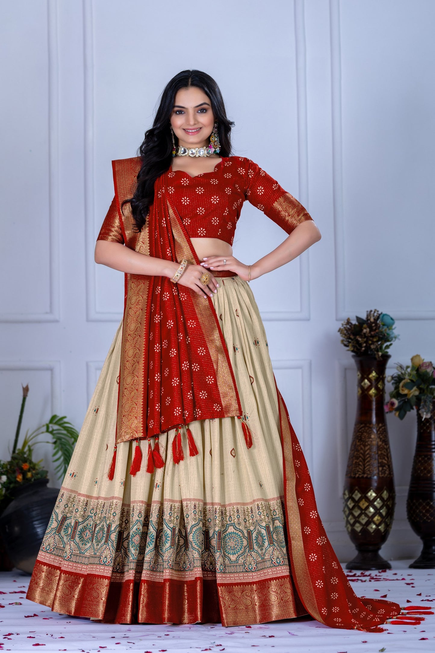 Heavy Lichi Jequard Silk Lehenga With Beautiful Jequard Dupatta
