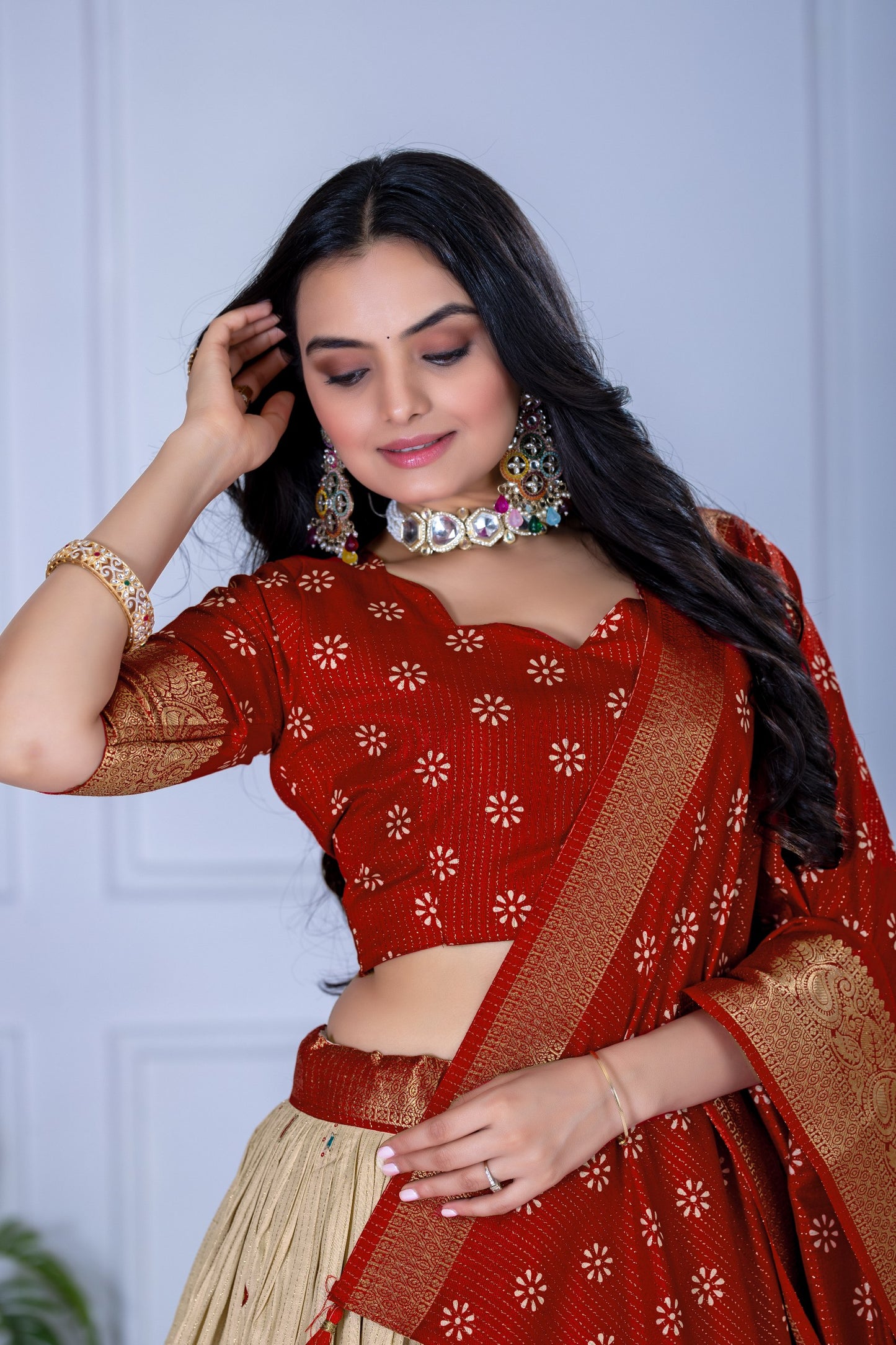 Heavy Lichi Jequard Silk Lehenga With Beautiful Jequard Dupatta