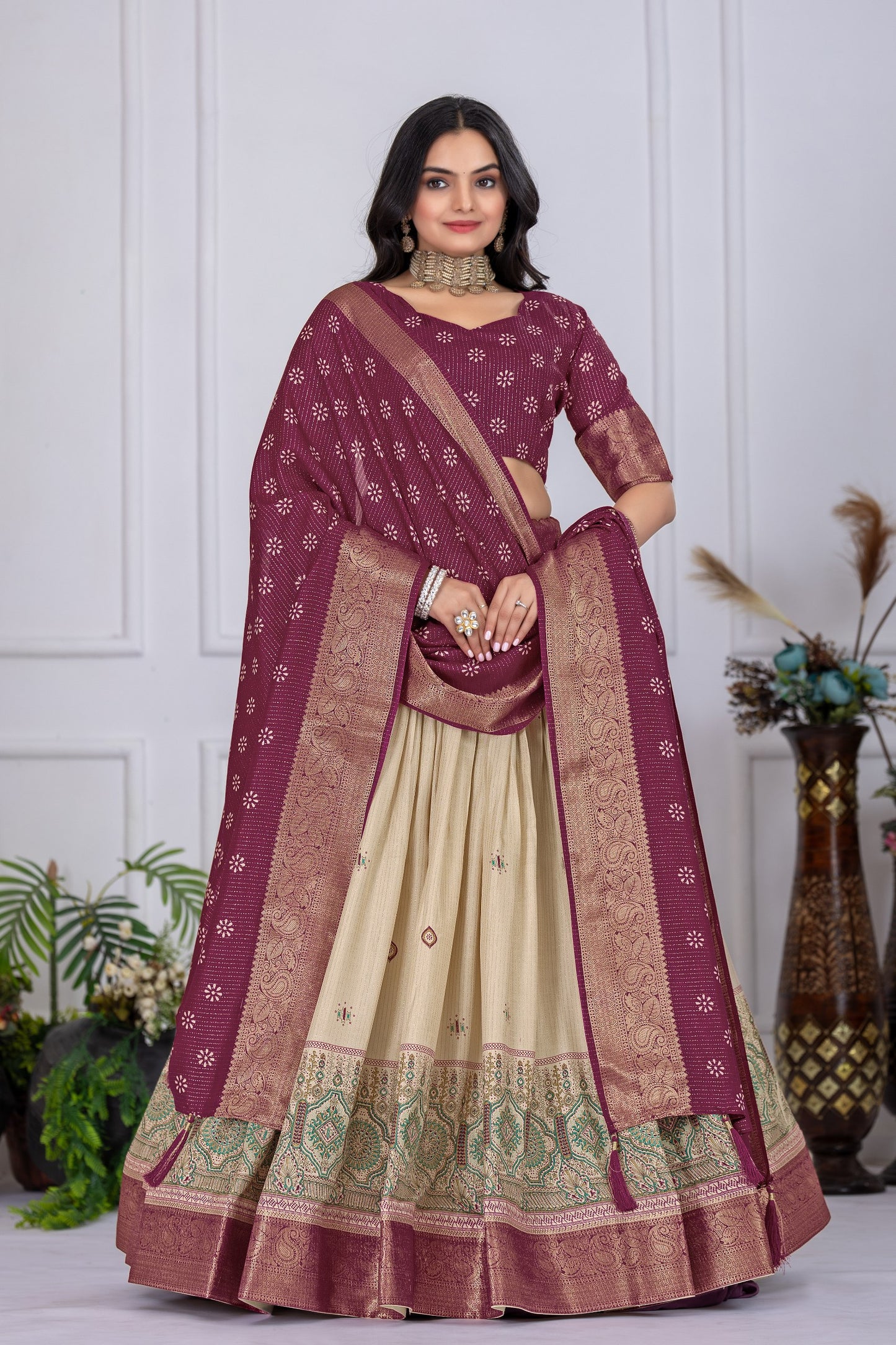 Heavy Lichi Jequard Silk Lehenga With Beautiful Jequard Dupatta