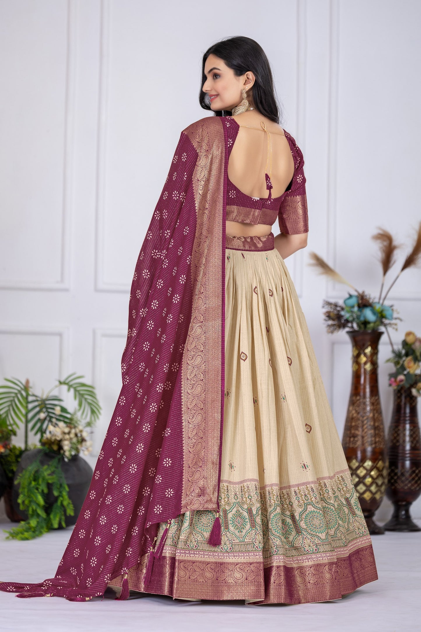 Heavy Lichi Jequard Silk Lehenga With Beautiful Jequard Dupatta