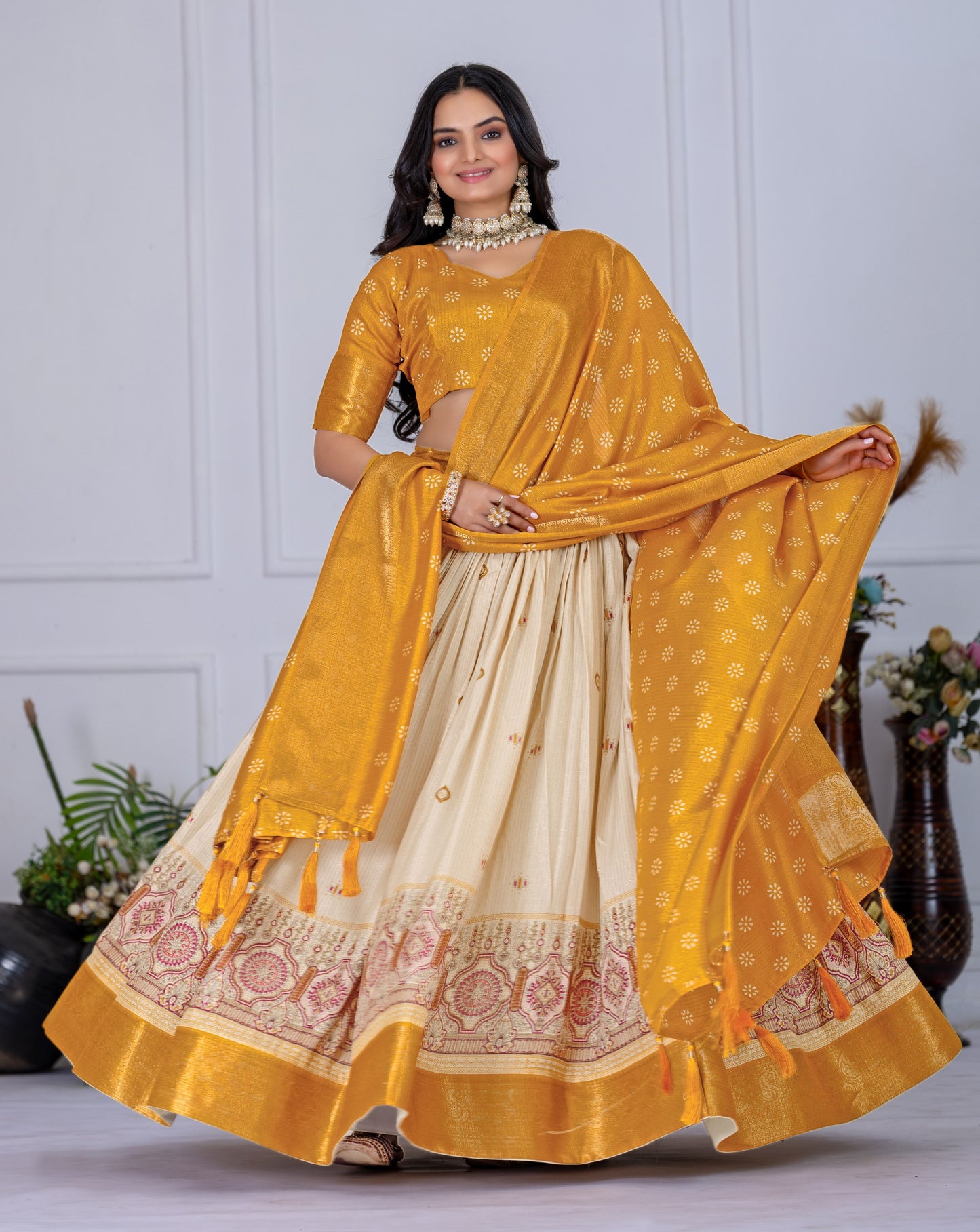 Heavy Lichi Jequard Silk Lehenga With Beautiful Jequard Dupatta