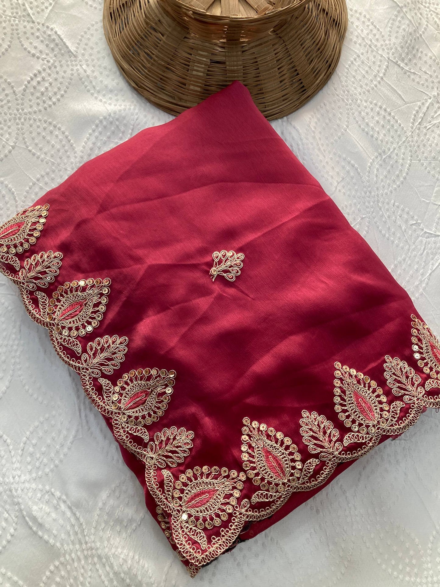 Party Wear Soft Shattin Chiffon Saree