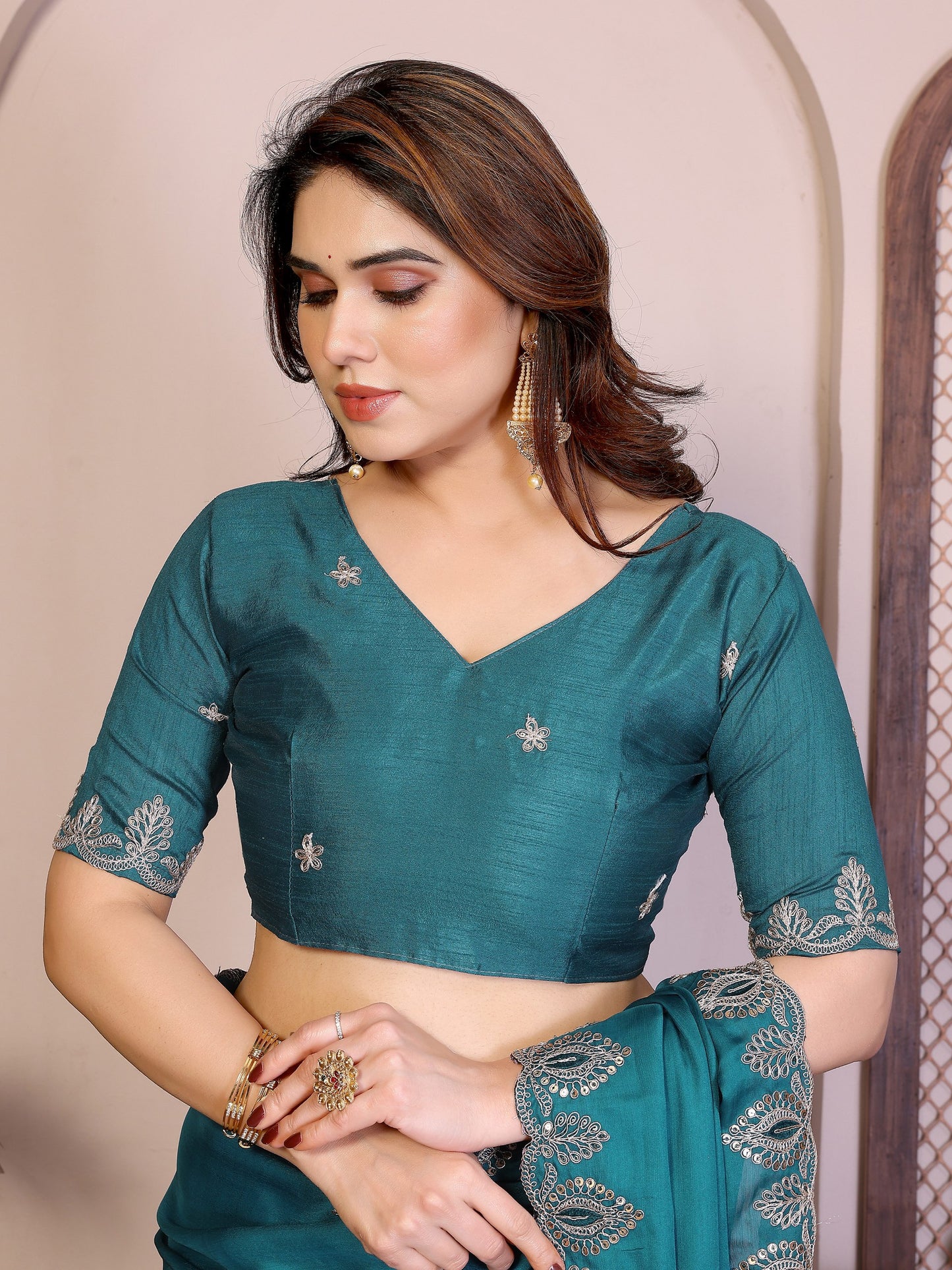 Party Wear Soft Shattin Chiffon Saree