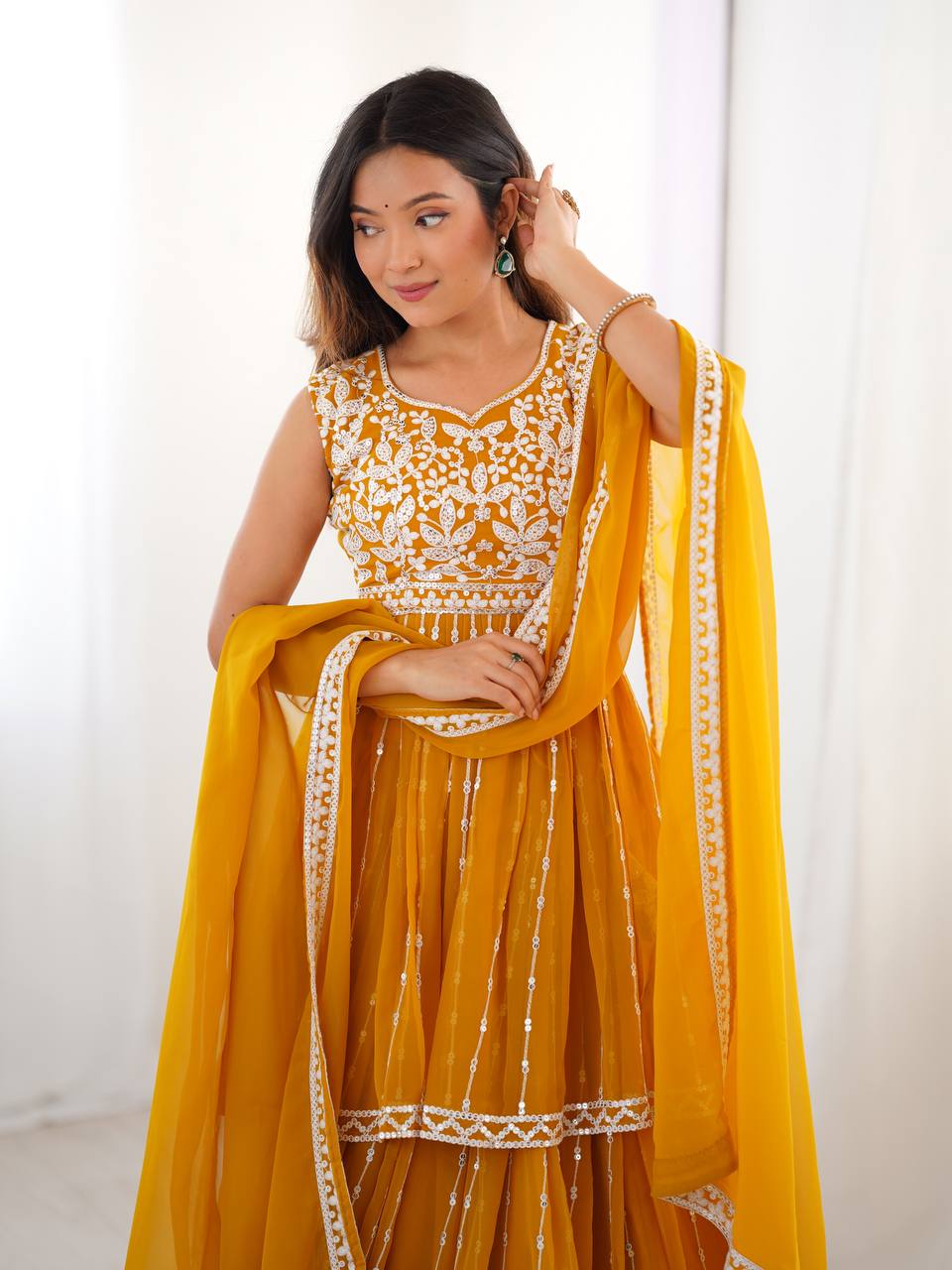 Letest Designer Foux Georgette Lehenga Top Full Stiched