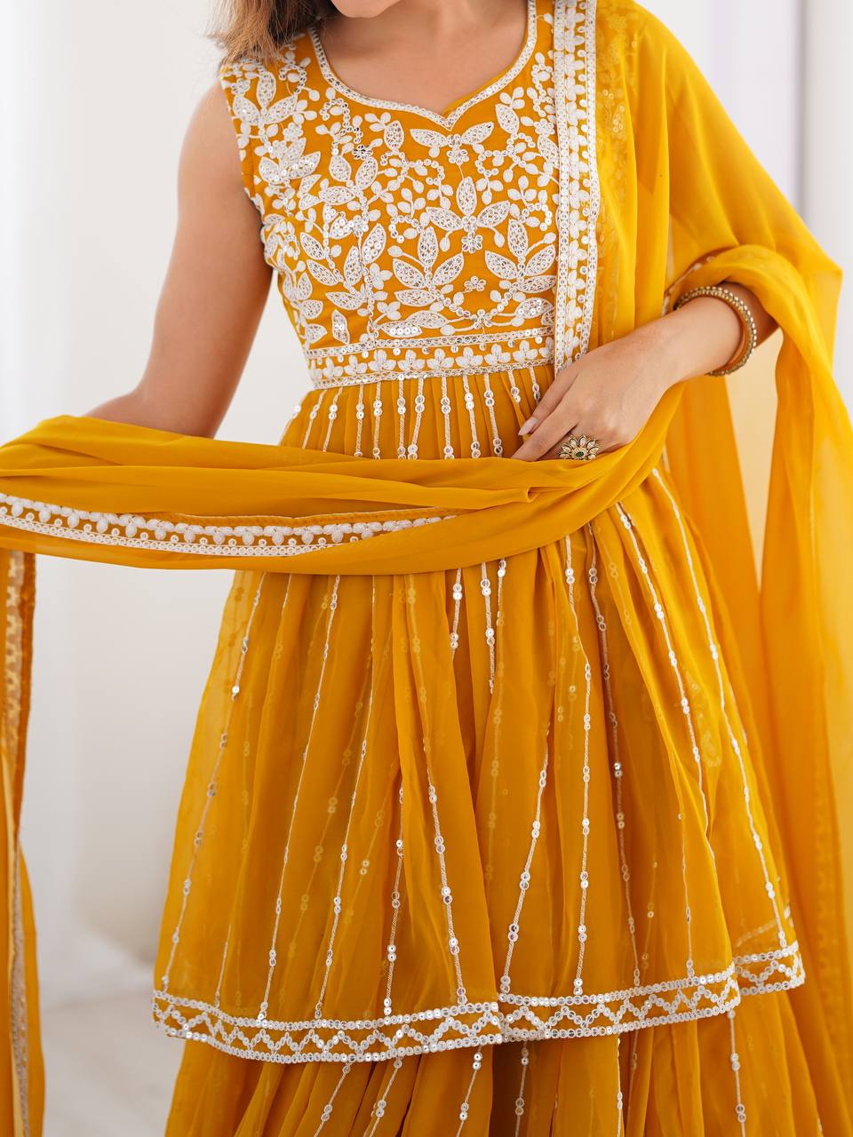 Letest Designer Foux Georgette Lehenga Top Full Stiched