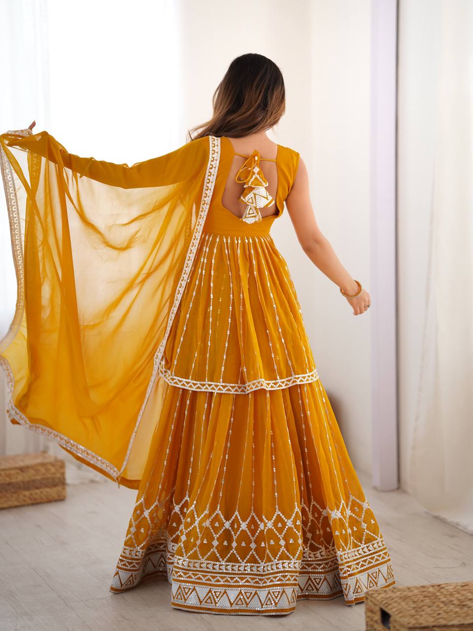 Letest Designer Foux Georgette Lehenga Top Full Stiched
