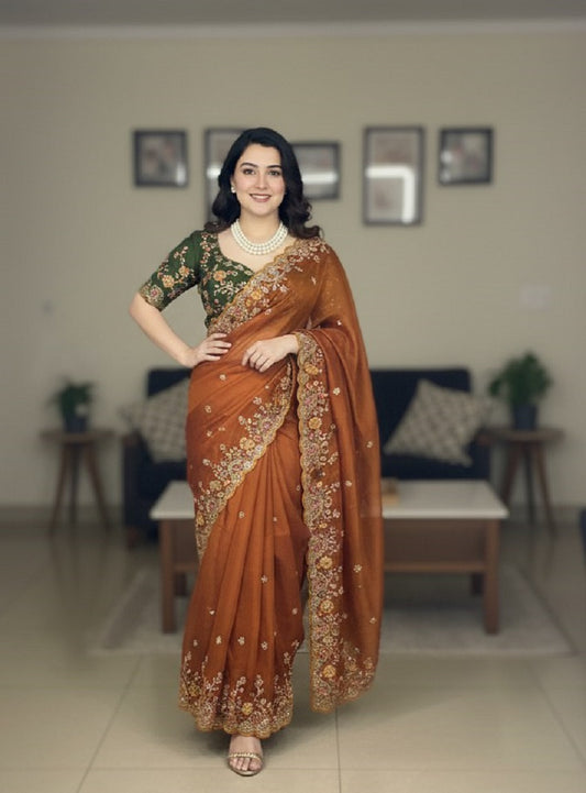 Womens New Stylish Party Wear Soft Rangoli  Silk Saree