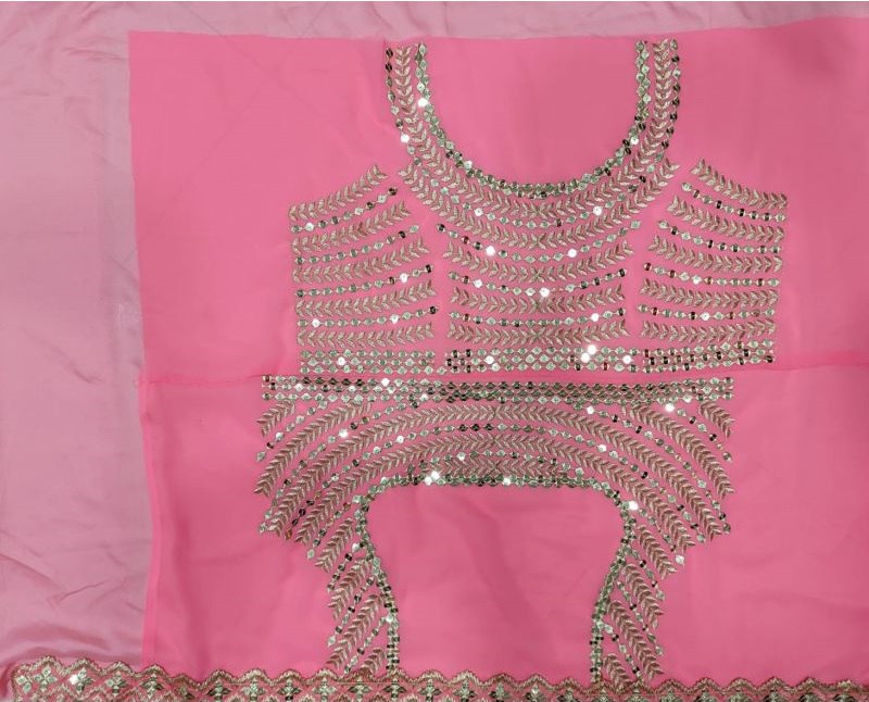 Multi Colour Wedding Wear Georgette Embroidary And Sequence Worked Lehenga Choli