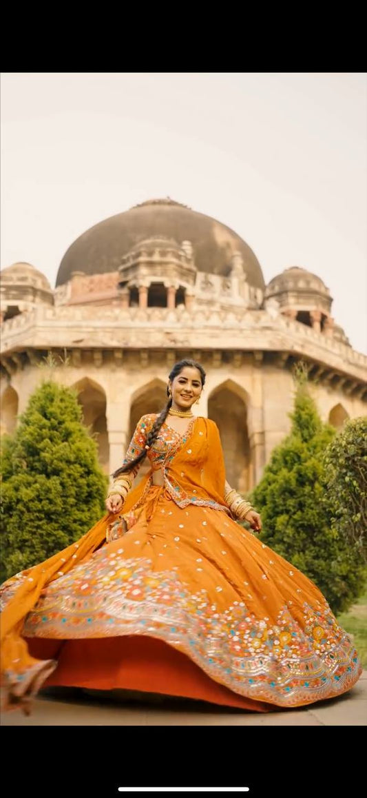 Mustard Colour Wedding Function  Foux Georgette Lehenga Choli