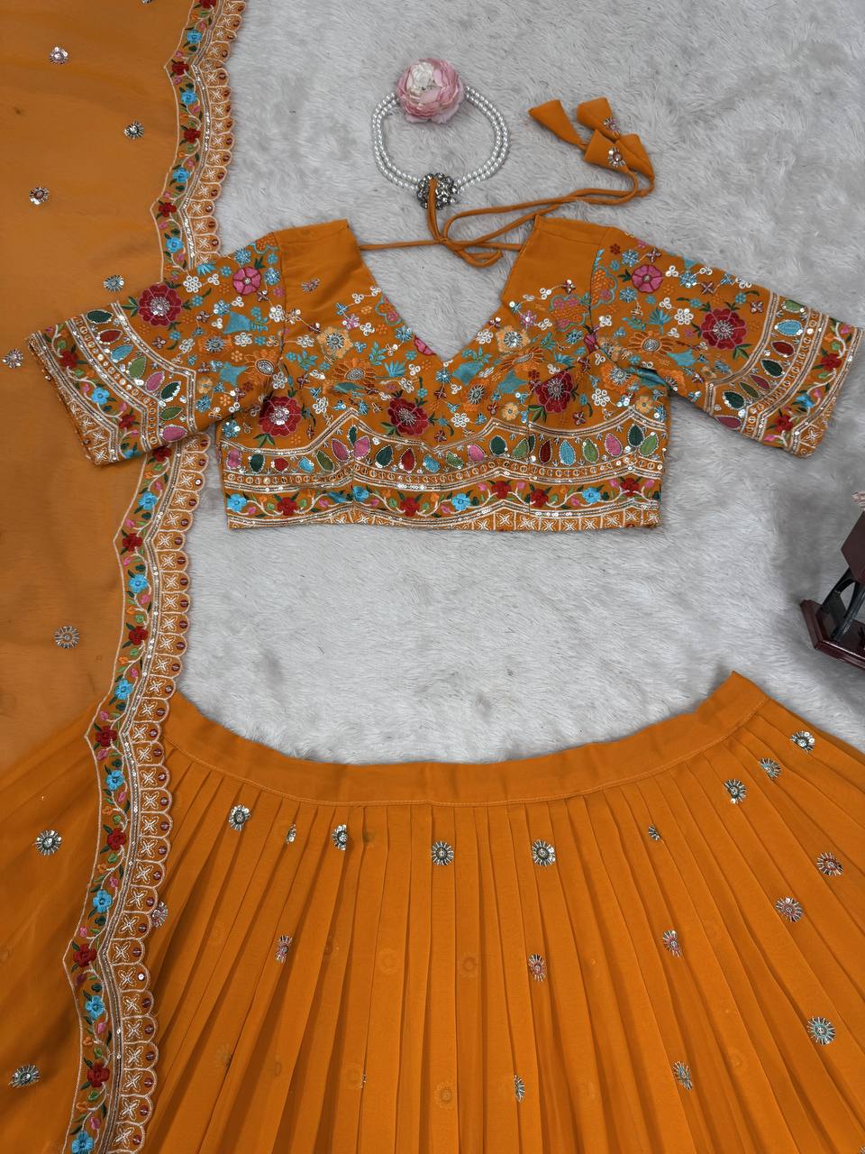 Mustard Colour Wedding Function  Foux Georgette Lehenga Choli