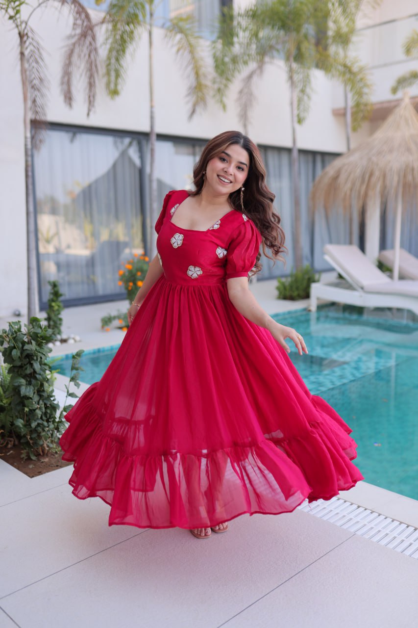 New Latest Trendy Embroidered Flared Kurti Dress for Women