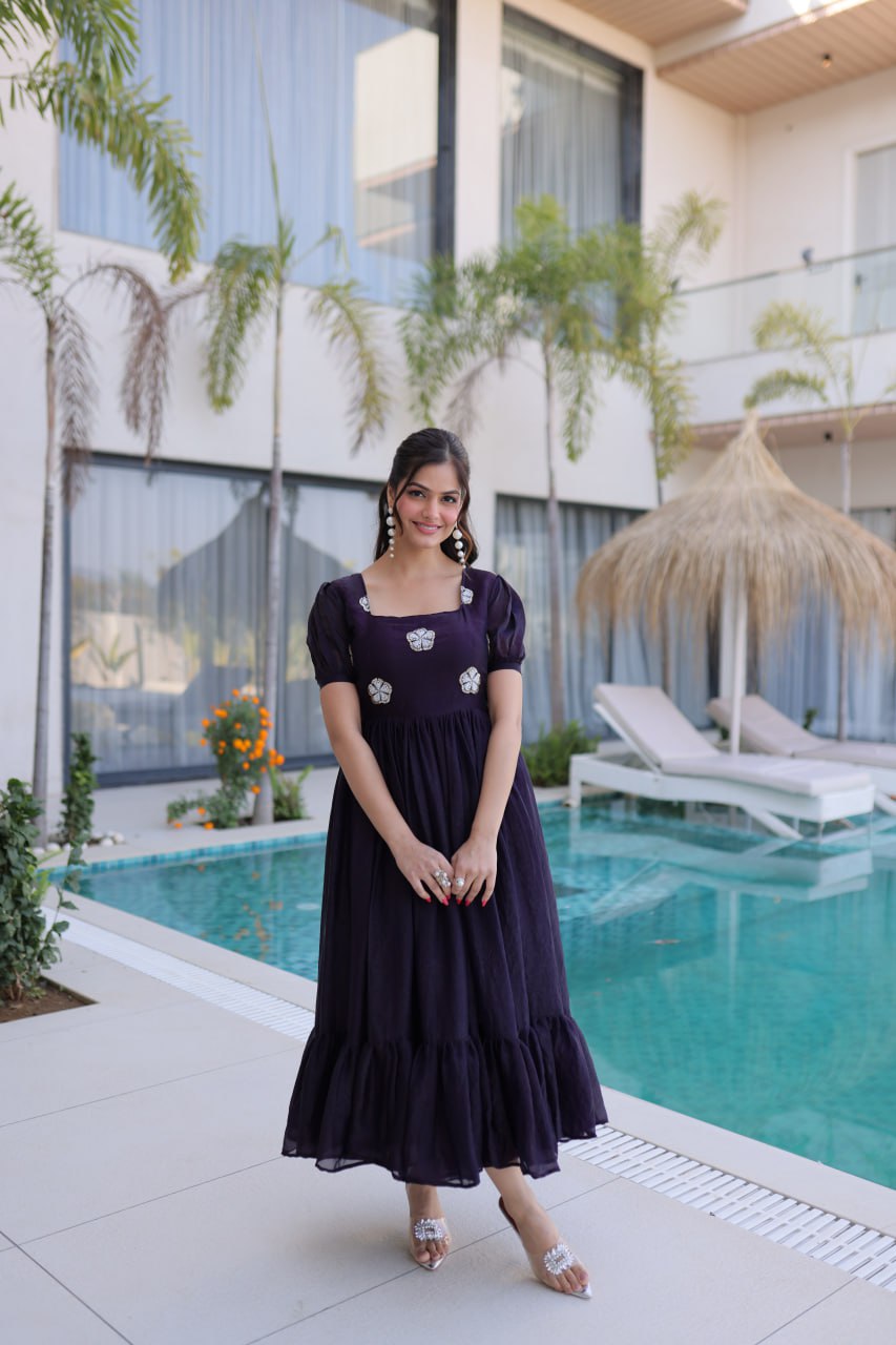 New Latest Trendy Embroidered Flared Kurti Dress for Women
