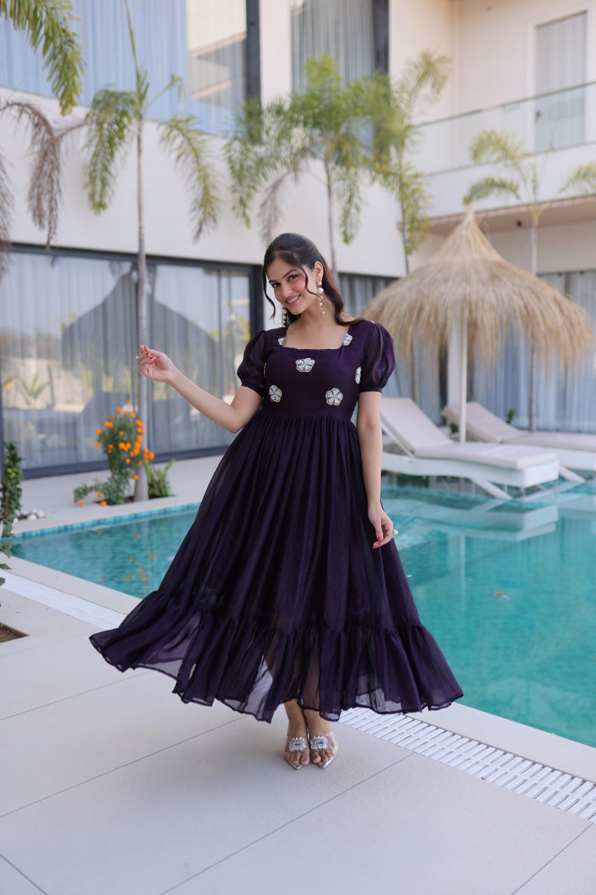 New Latest Trendy Embroidered Flared Kurti Dress for Women