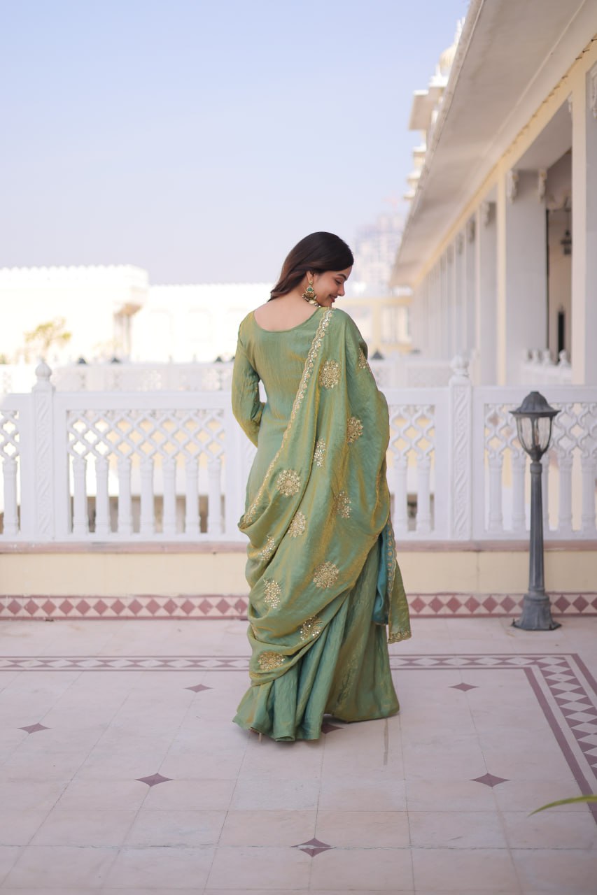 New Women's Trendy Traditional Sharara Suit with Intricate Mirror and Thread Embroidery Work