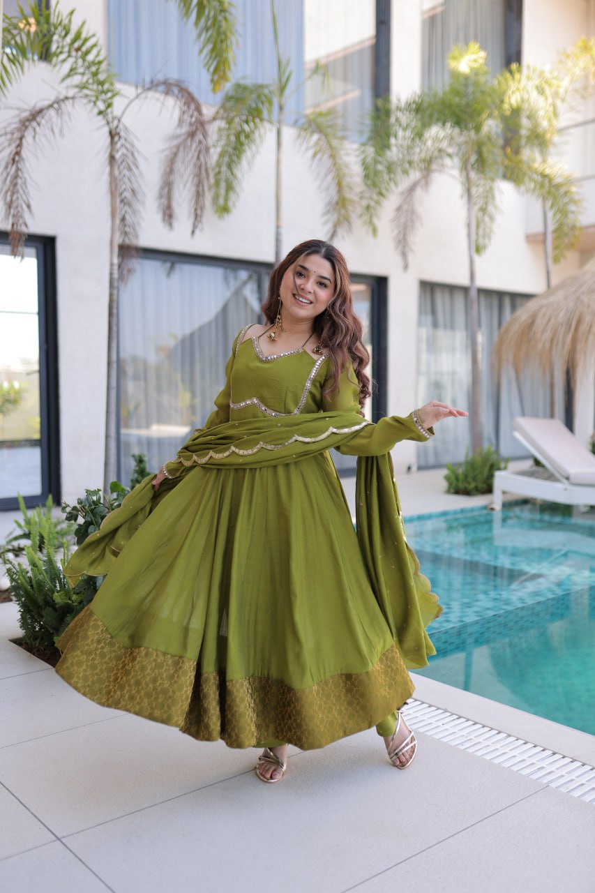 New Women's Latest Trendy Festive Embroidered Anarkali Set