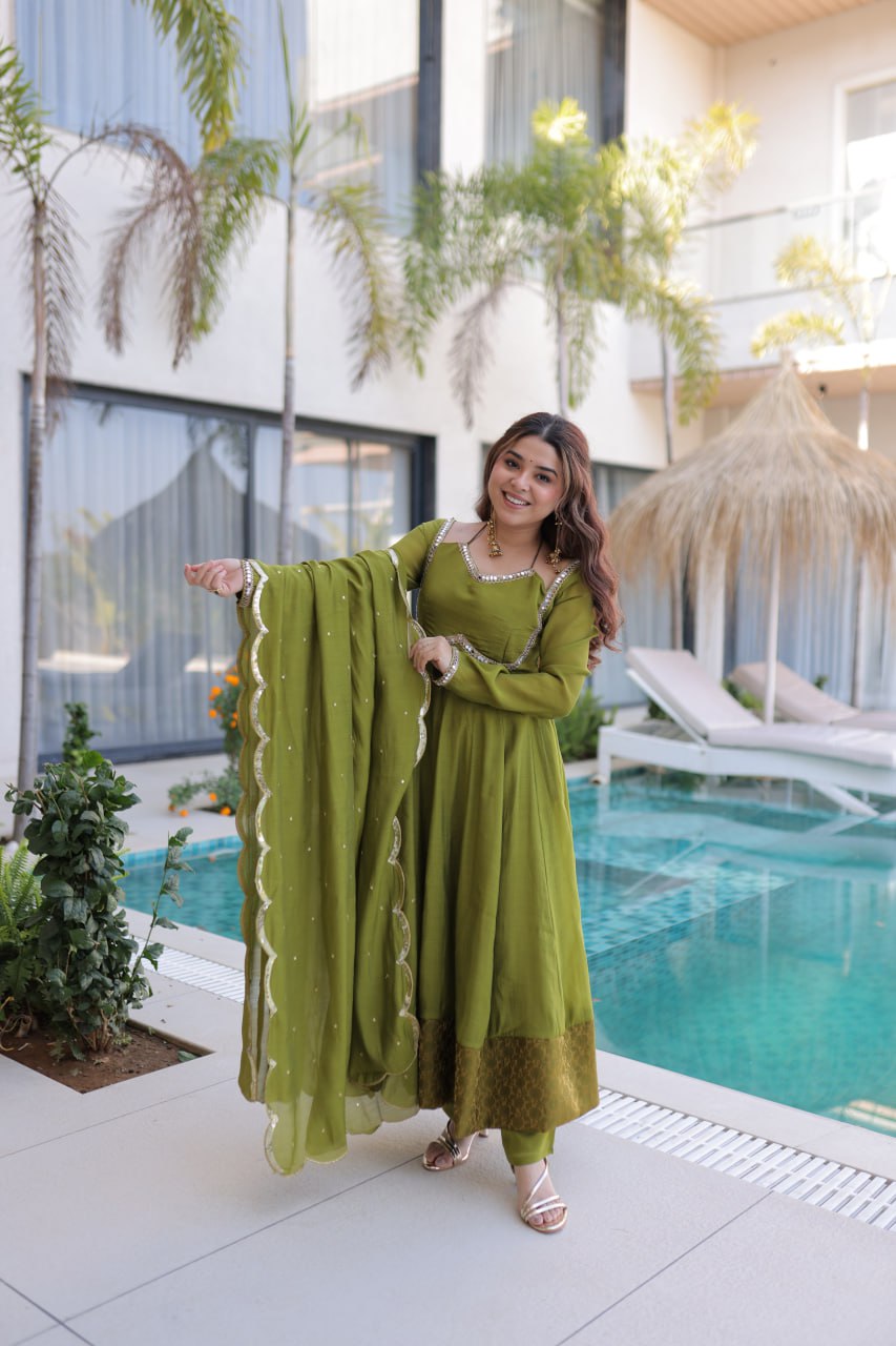 New Women's Latest Trendy Festive Embroidered Anarkali Set