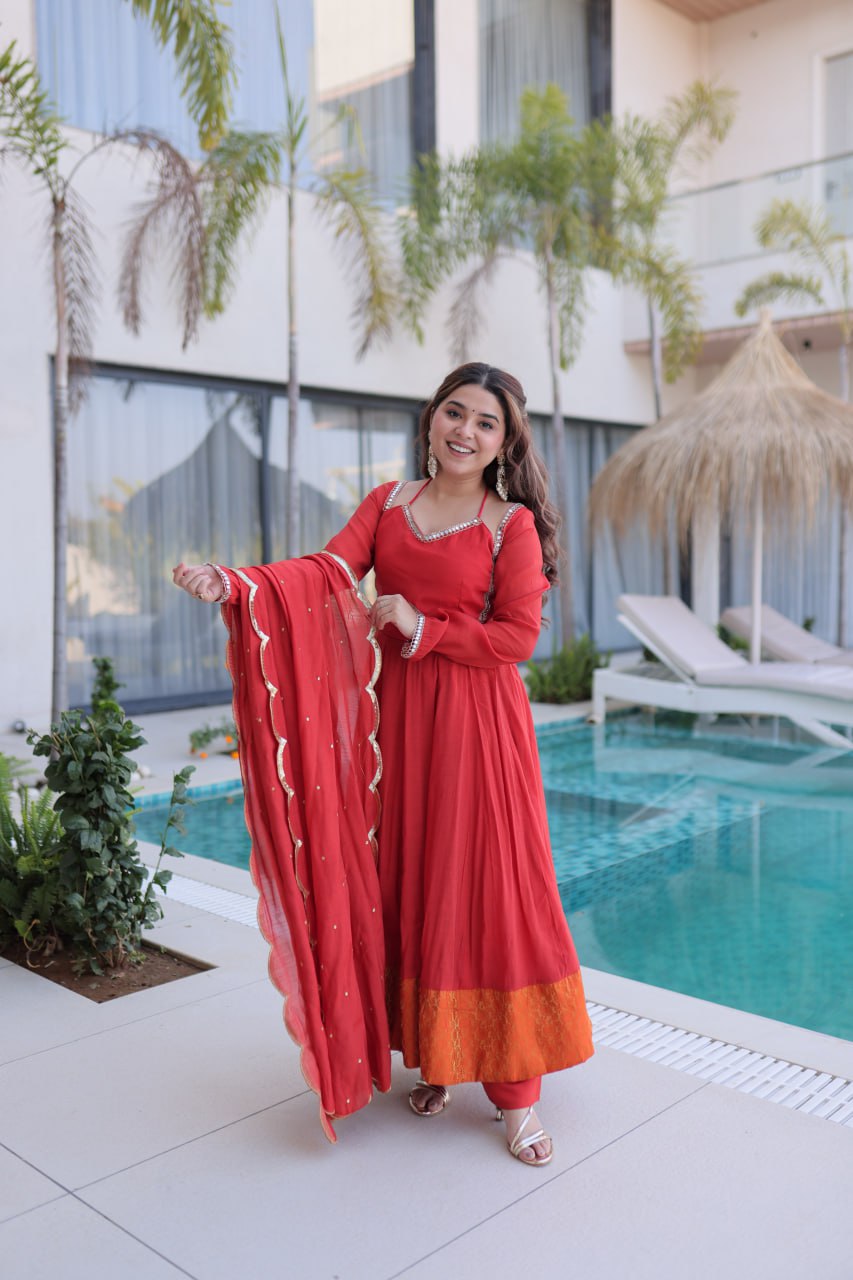 New Women's Latest Trendy Festive Embroidered Anarkali Set
