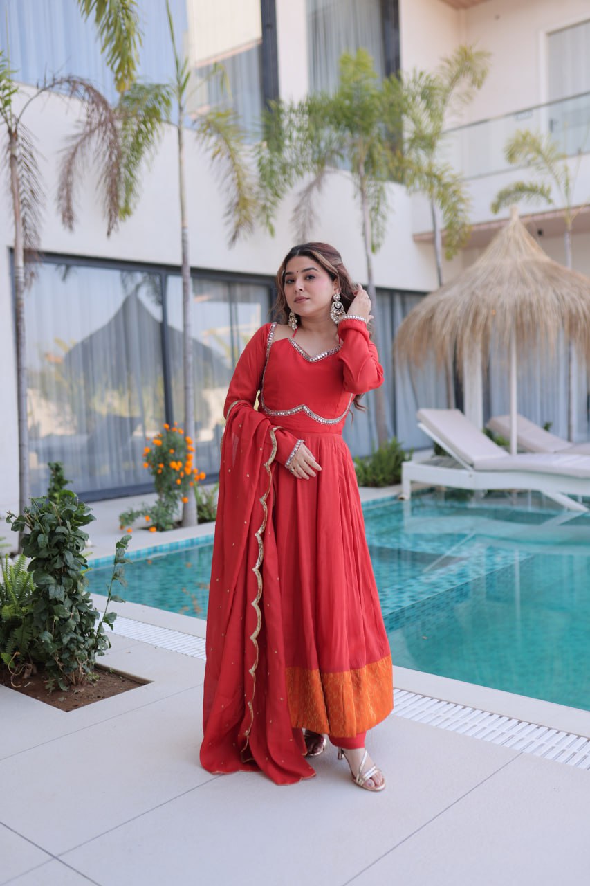 New Women's Latest Trendy Festive Embroidered Anarkali Set