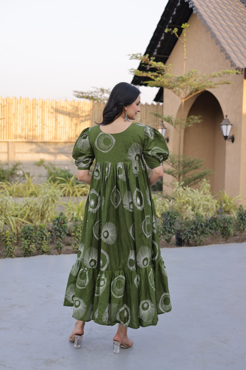 New Designer Cotton A-Line Ethnic Dress for Women