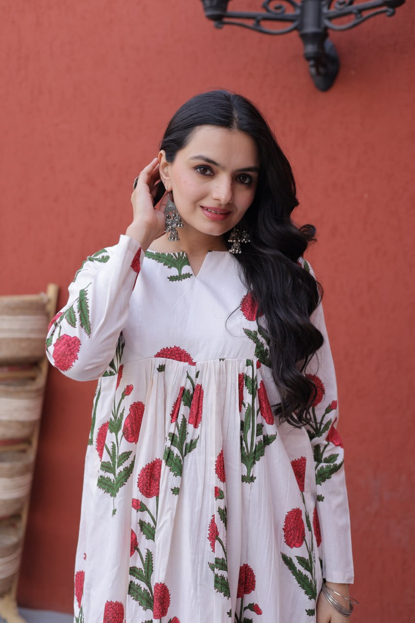Summer New Latest  Daily Wear Floral Print Kurta and Palazzo Set