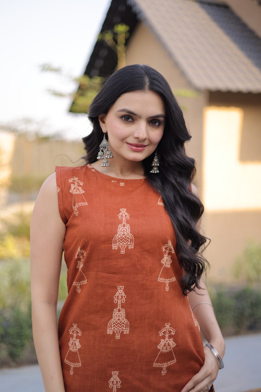 New Trendy Summer Special Cotton Kurta Set with Block Print Work