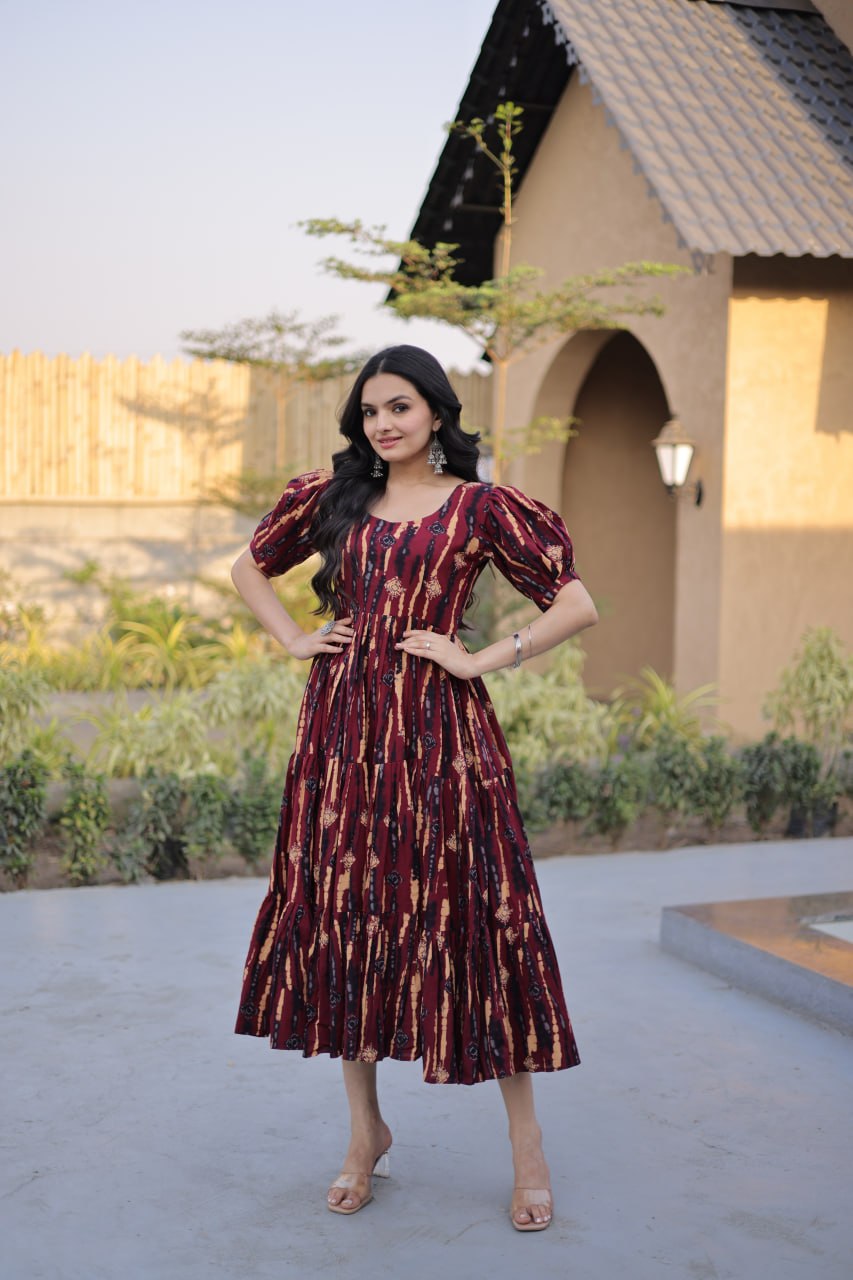 New Latest Comfortable Cotton Ethnic Gown for Casual and Festive Wear