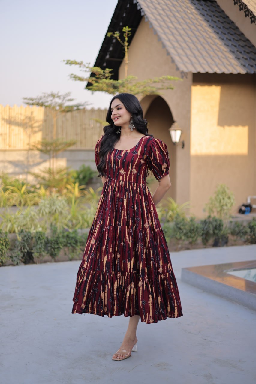 New Latest Comfortable Cotton Ethnic Gown for Casual and Festive Wear