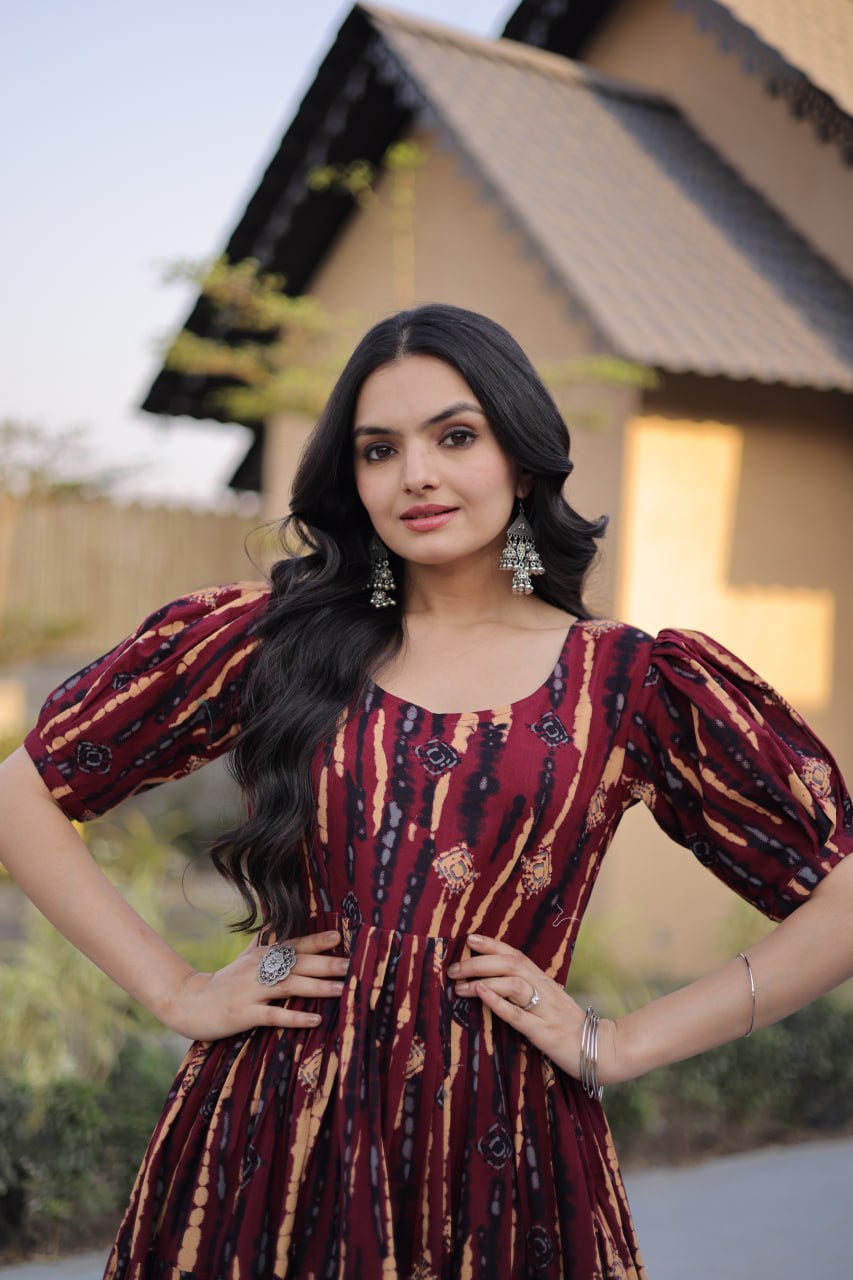 New Latest Comfortable Cotton Ethnic Gown for Casual and Festive Wear