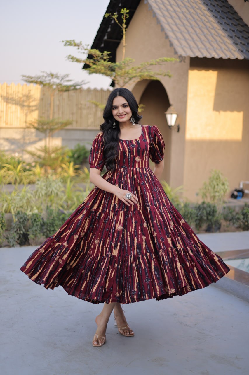 New Latest Comfortable Cotton Ethnic Gown for Casual and Festive Wear