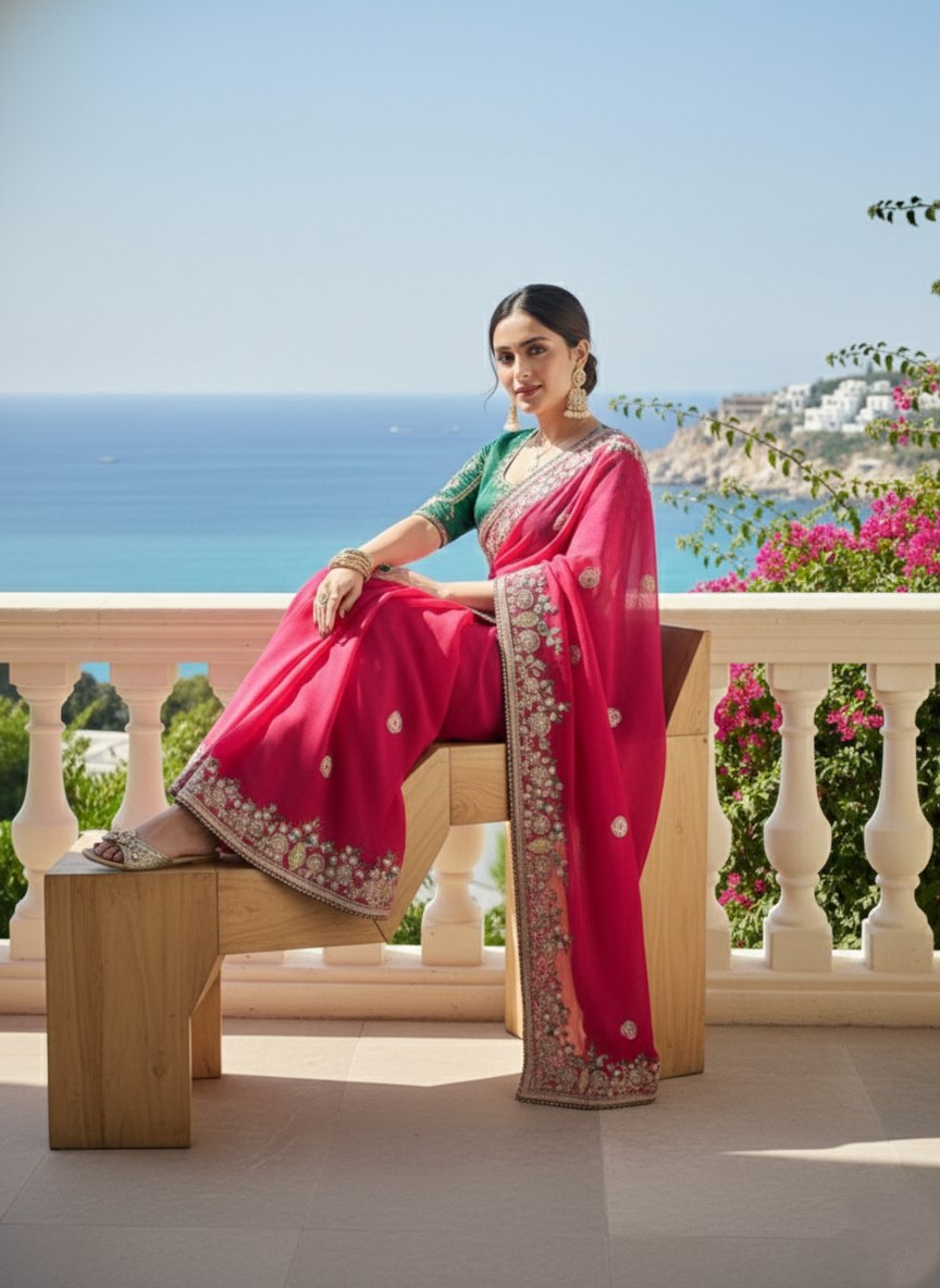 New Latest Party Wear Soft  Fendy Chiffon silk Saree