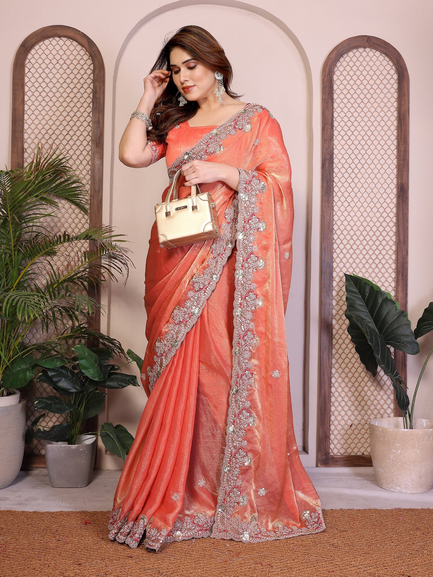Party Wear Soft  Fendy Chiffon silk Saree