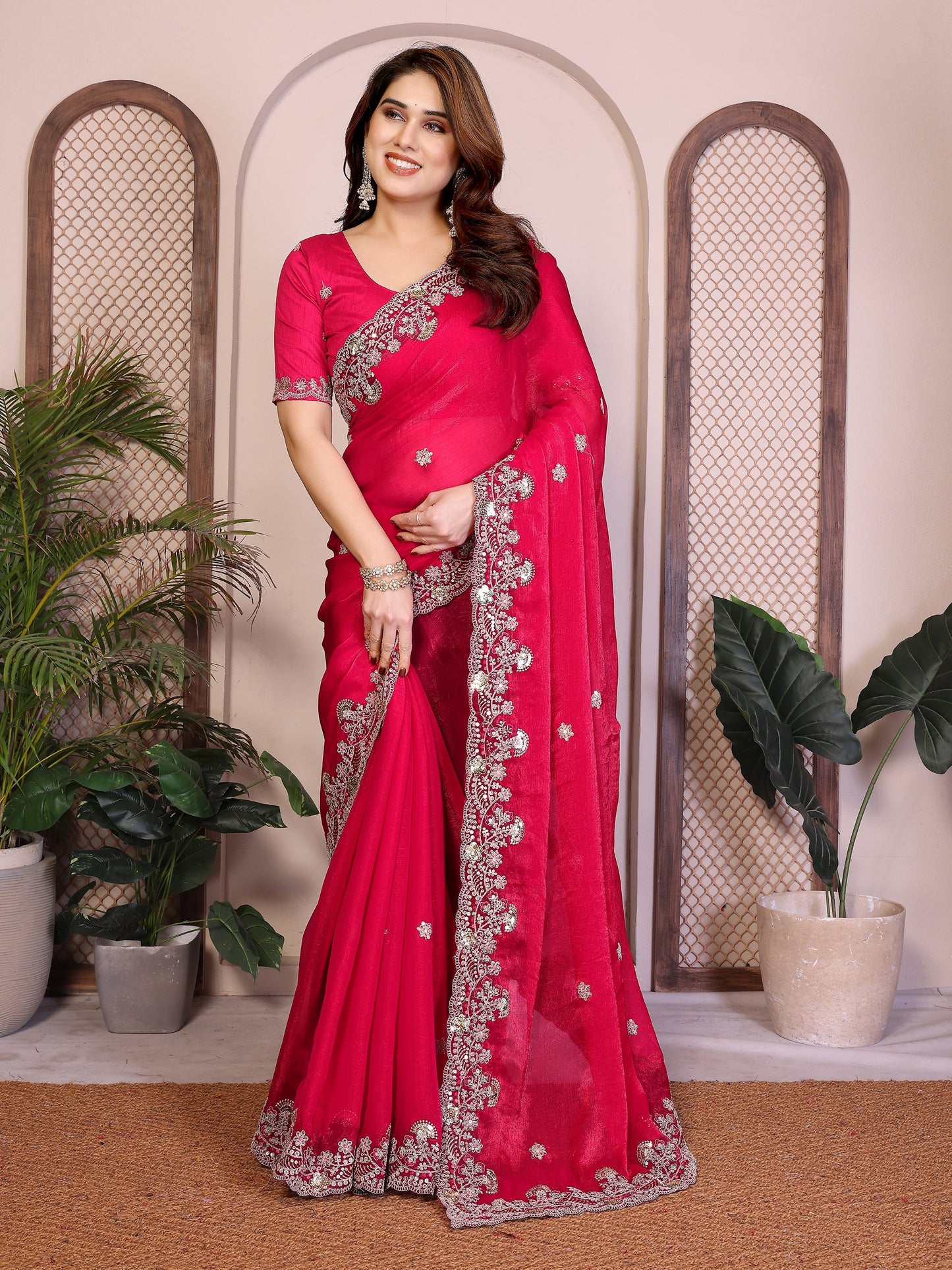 Party Wear Soft  Fendy Chiffon silk Saree