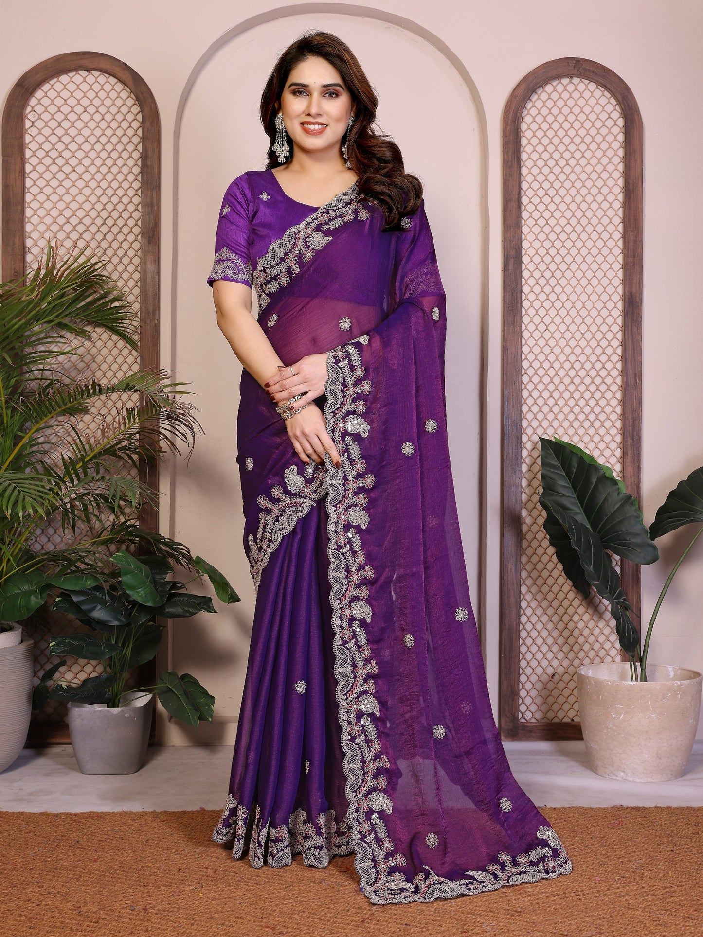 Latest Trendy Stylish Party Wear Soft  Fendy Chiffon silk Saree