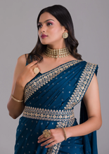 Load image into Gallery viewer, Wedding Wear All Over Foil Work Sequence And Codding Embroidary Border Saree

