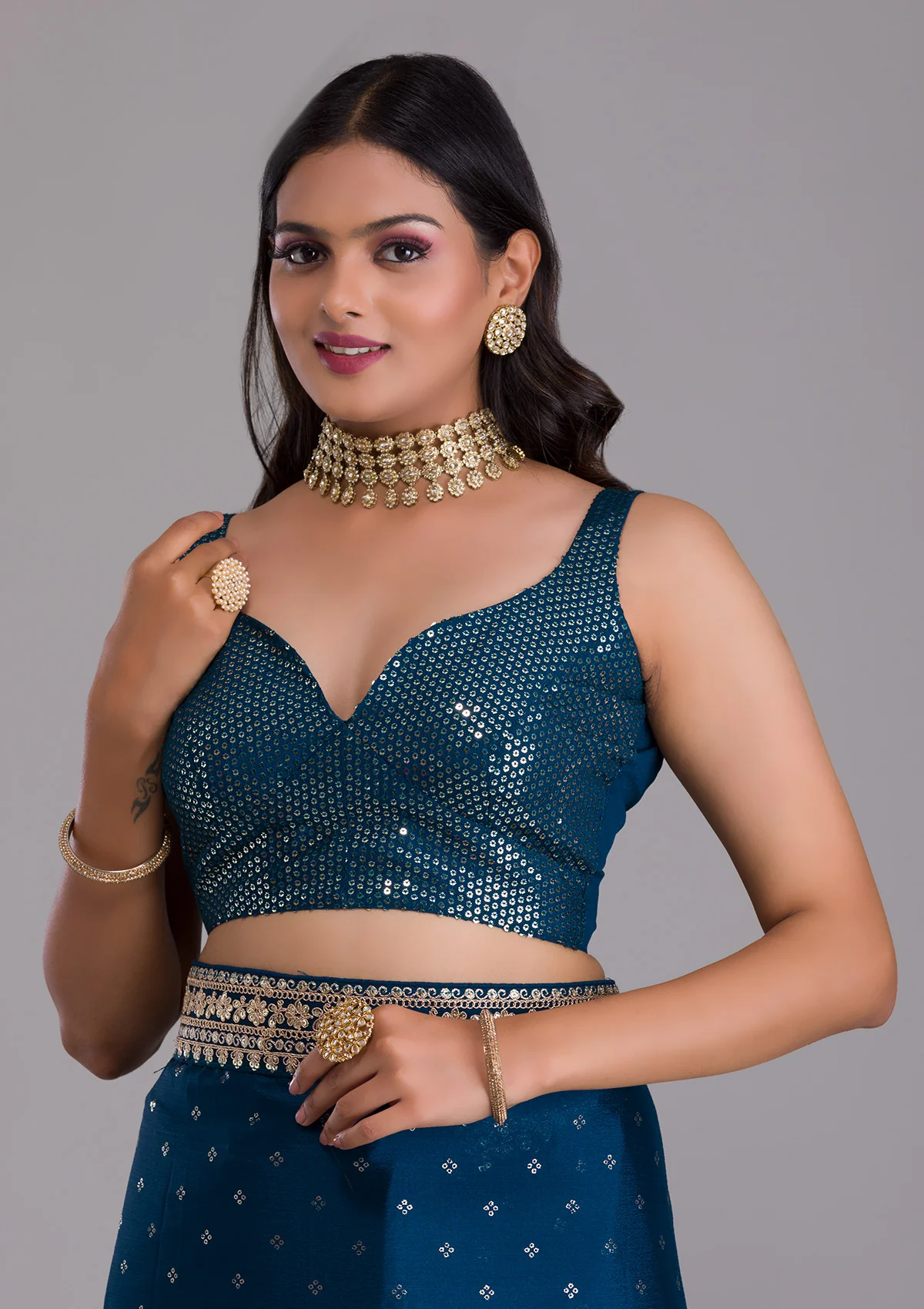 Wedding Wear All Over Foil Work Sequence And Codding Embroidary Border Saree