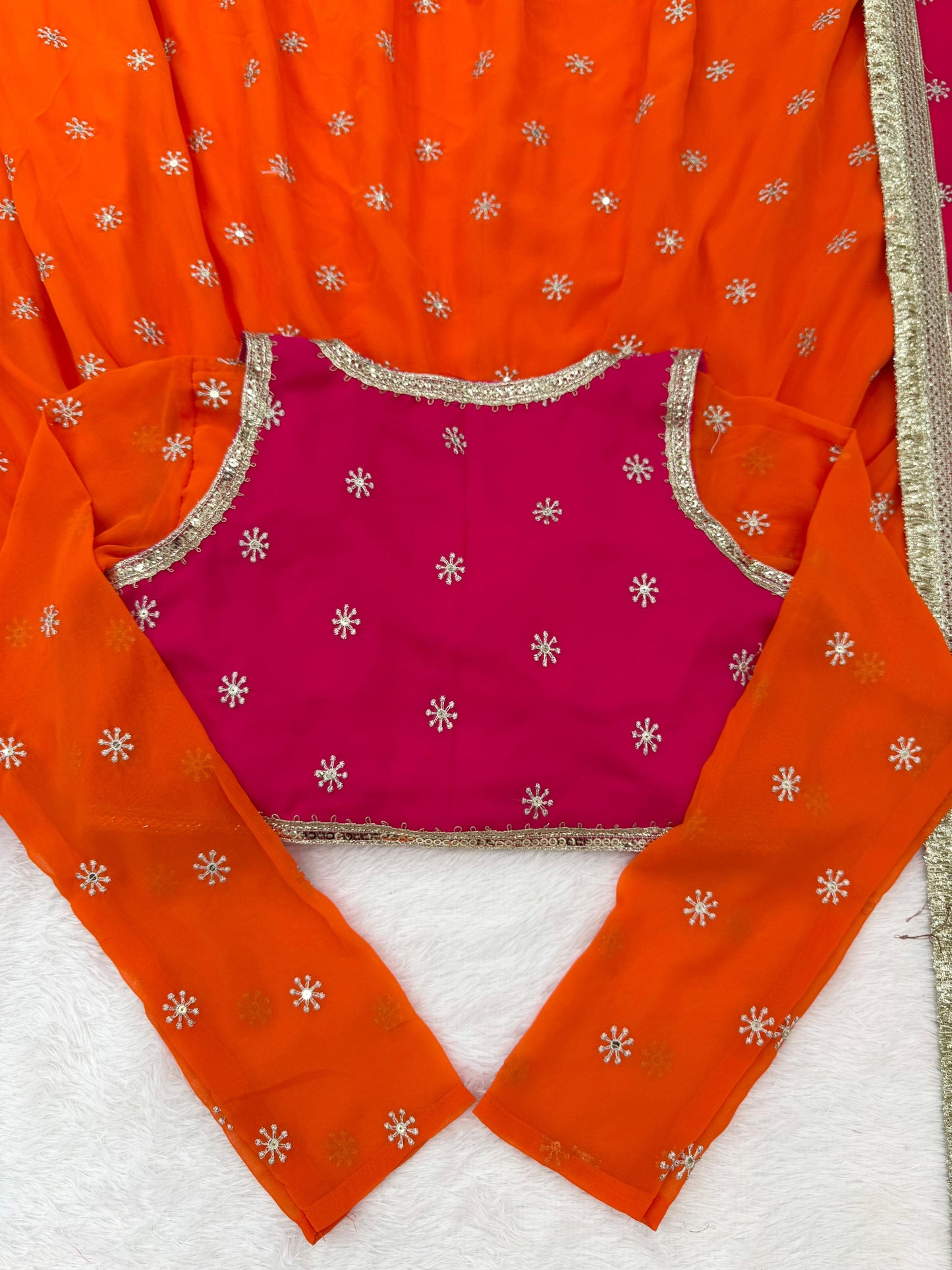 Orange Faux Georgette Anarkali Gown with Dupatta