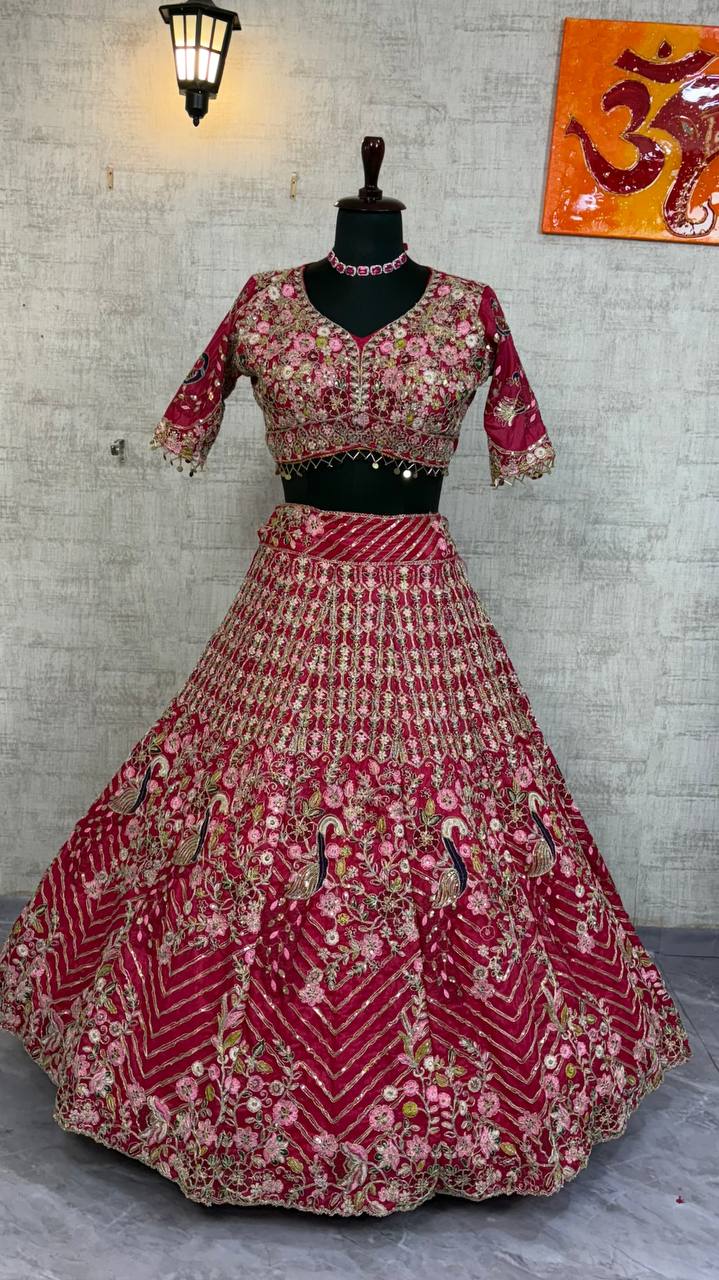Twinkle Silk Codding Work Pink Colour Wedding Wear Lehenga Choli