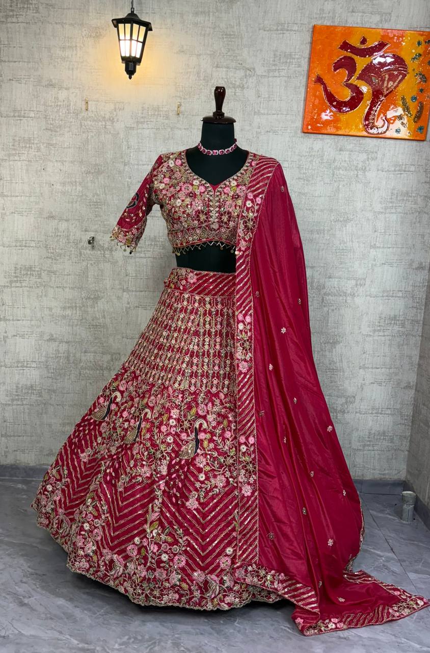 Twinkle Silk Codding Work Pink Colour Wedding Wear Lehenga Choli